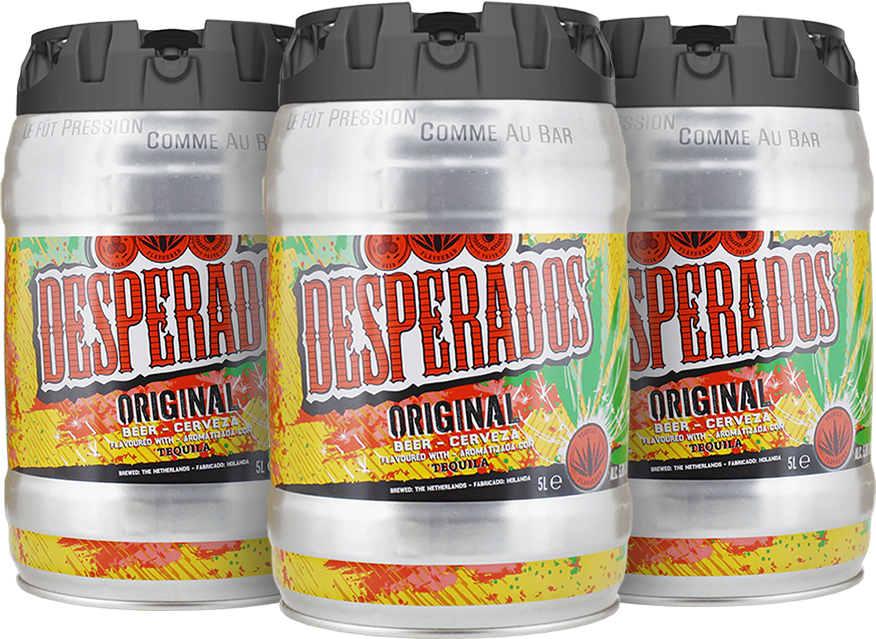 Bundle of three 5L Desperados Original kegs.