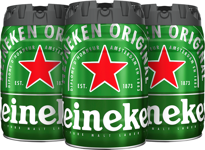 Bundle of three 5L Heineken kegs.