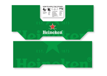 A sticker with the Heineken logo designed to be applied around the Heineken BLADE beer machine.