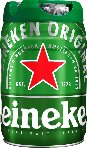Heineken 5l beer keg with green top and red star logo