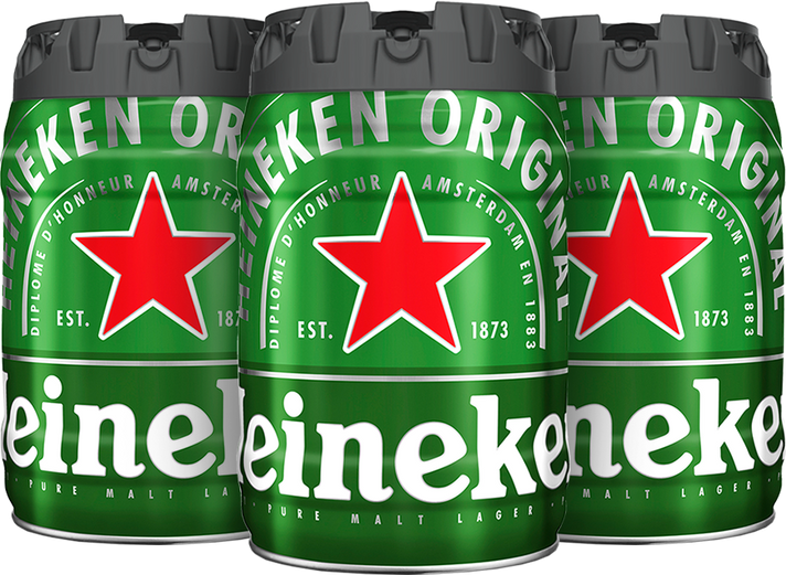 Bundle of three 5L Heineken kegs.