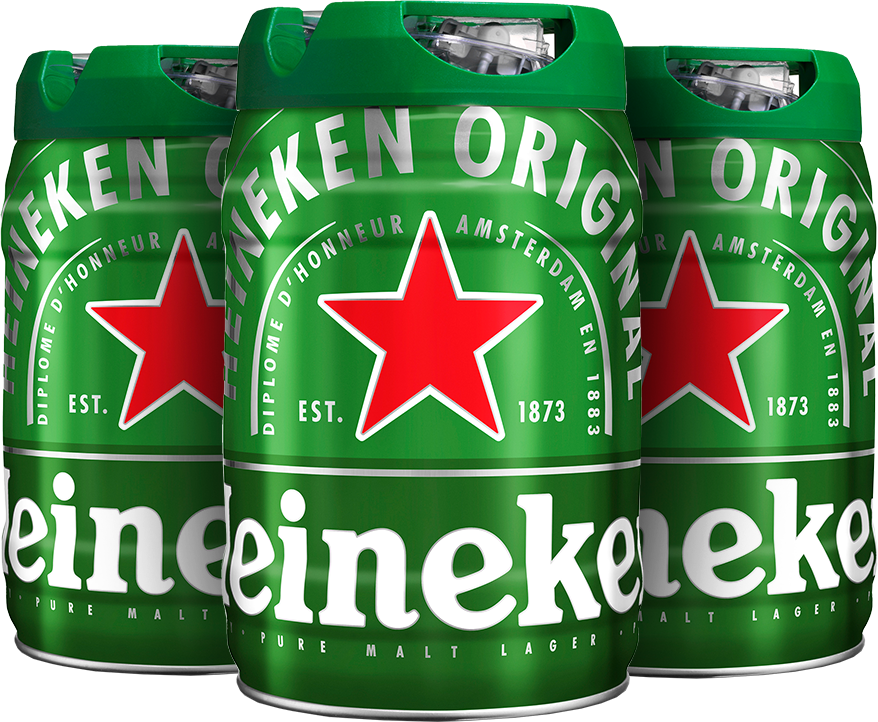 Three Heineken 5L beer kegs