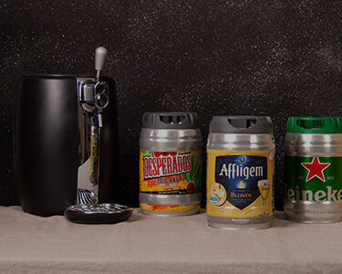 A BeerTender and three draught kegs: Desperados, Affligem Blonde and Heineken