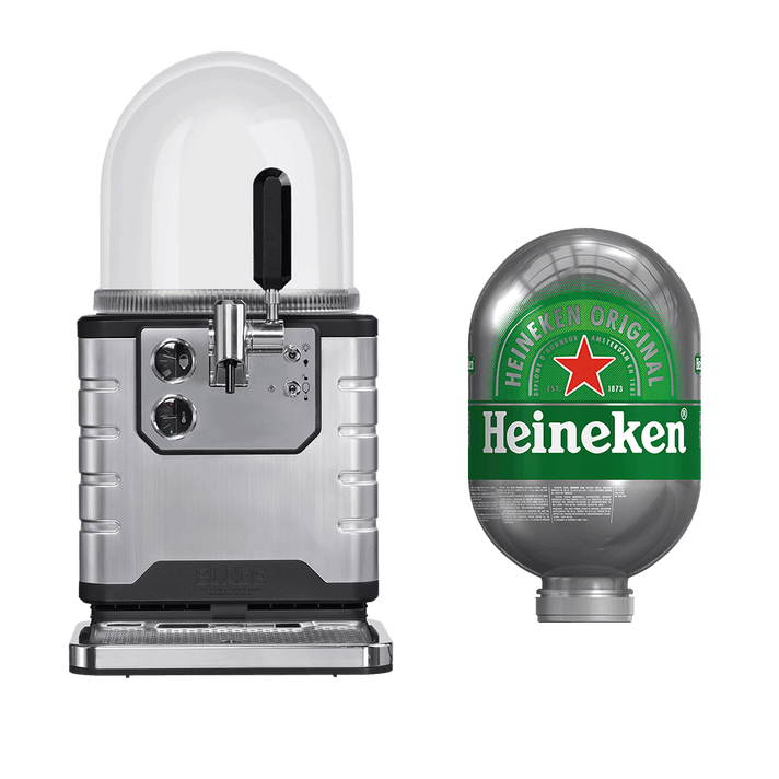 A BLADE beer machine with a Heineken BLADE keg next to it.