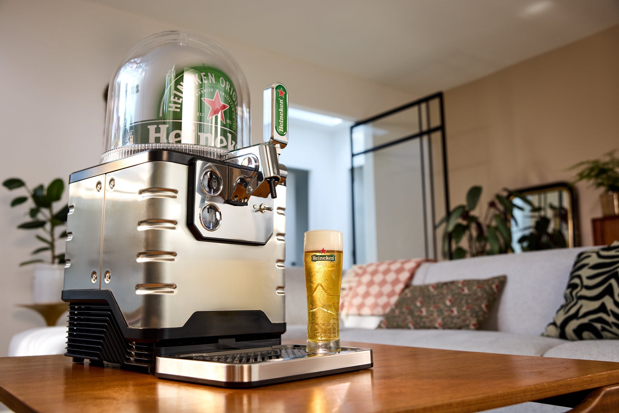 A BLADE beer machine in a living room setting.