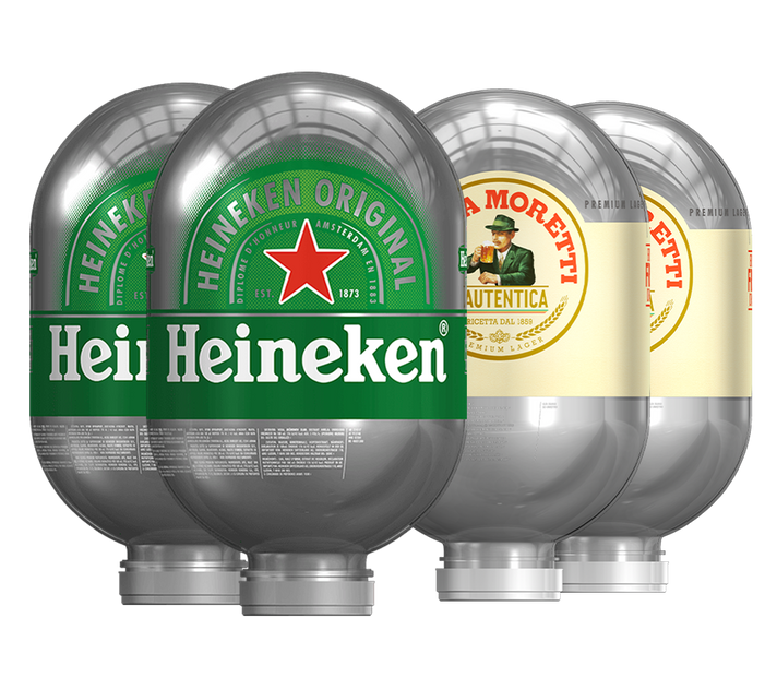 2x Heineken + 2x Birra Moretti L'Autentica - BLADE biervaten 8L
