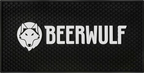 A black Beerwulf bar runner with the brand's logo and text 'BEERWULF' in white.