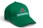 A dark green baseball cap with the Heineken logo embroidered on the front.