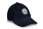 Eine schwarze, gerippte Baseballkappe mit dem Heineken-Logo vorne drauf.