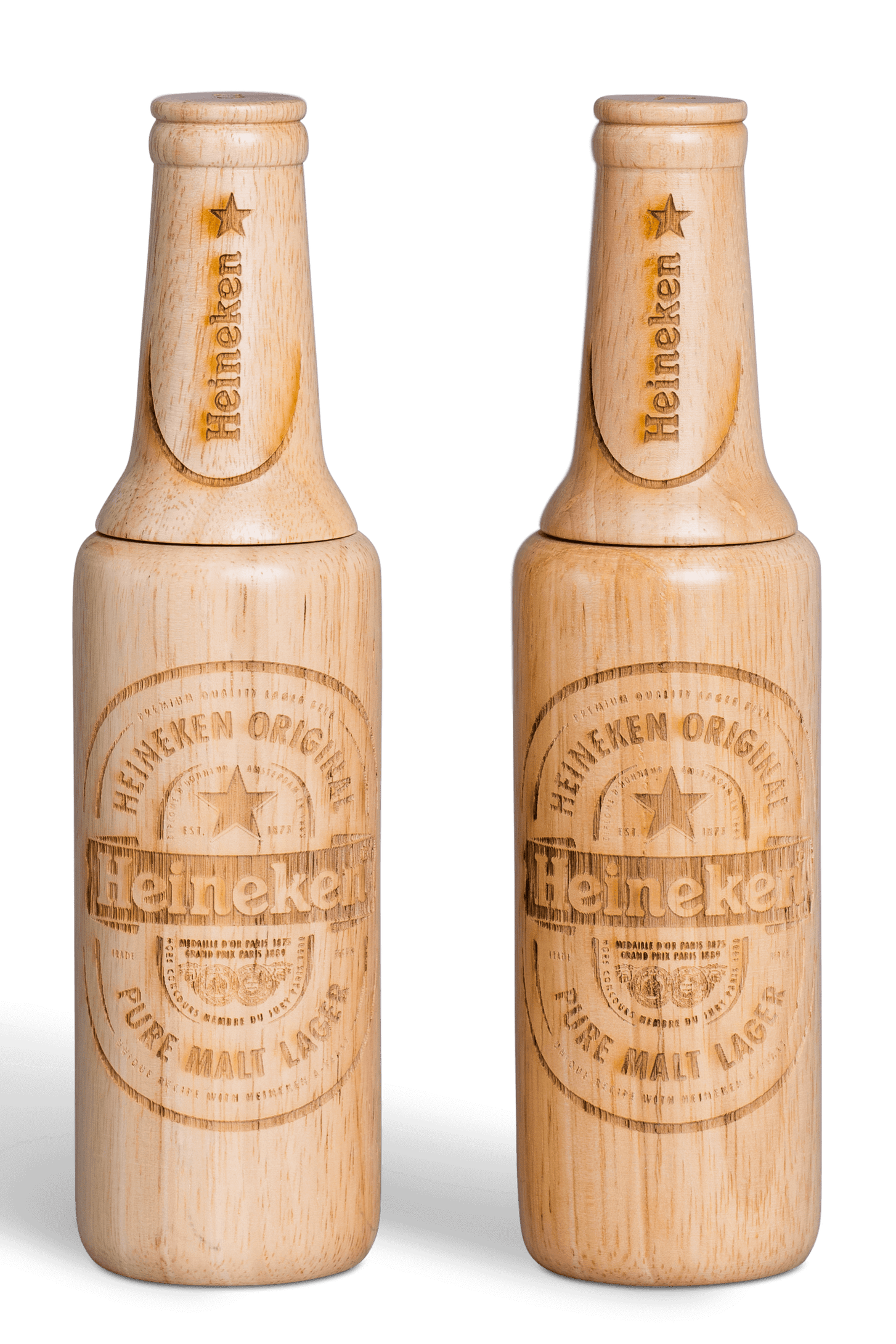 Hölzerne Heineken® Salz- und Pfeffermühle
