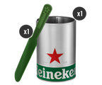 Kit schiumarola a marchio Heineken, composto da uno strumento per la schiuma e un supporto per la schiumarola.
