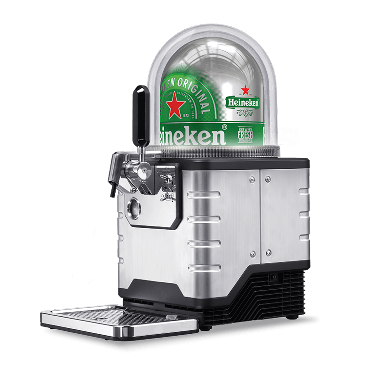 Heineken Blade beer dispenser on countertop – sleek draft system for fresh pub-quality pours at home
