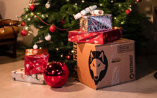 Beerwuld gift box for Christmas under a Christmas tree